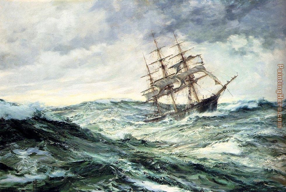 A Ship In Stormy Seas painting - Montague Dawson A Ship In Stormy Seas art painting